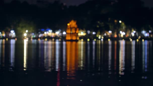 Tortuga Torre Noche Hanoi Vietnam — Vídeo de stock