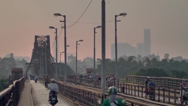 Cau Long Bien Ponte Più Vecchio Hanoi Vietnam — Video Stock