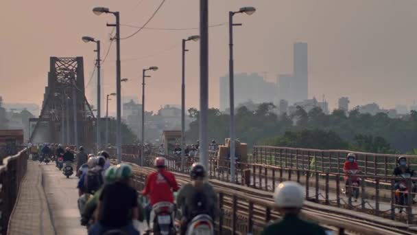 Cau Long Bien Älteste Brücke Hanoi Vietnam — Stockvideo