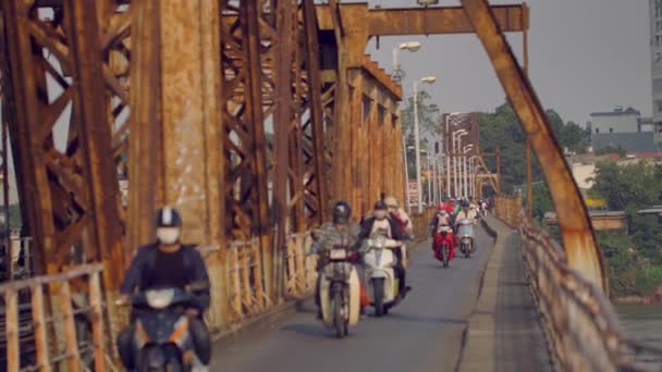 Cau Long Bien Cel Mai Vechi Pod Din Hanoi Vietnam — Videoclip de stoc