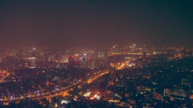Hanoi en büyük binadan görüldü. Hanoi gece manzarası, Vietnam