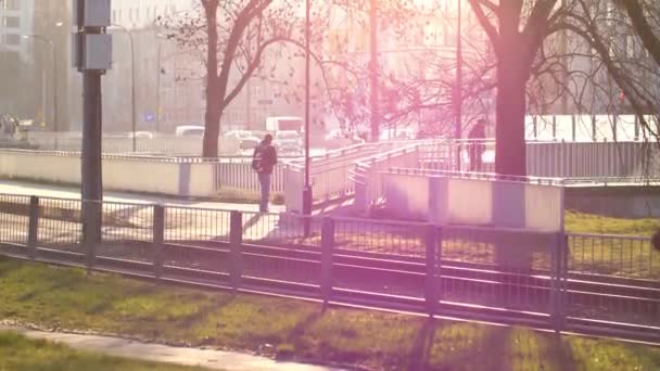 Утро Улице Варшавы — стоковое видео
