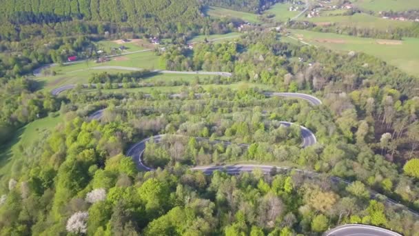 Estrada Curvilínea Paisagem Primavera — Vídeo de Stock