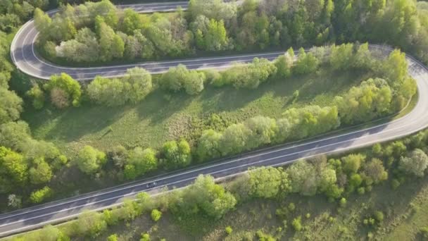 Kromme Weg Het Voorjaar Landschap — Stockvideo