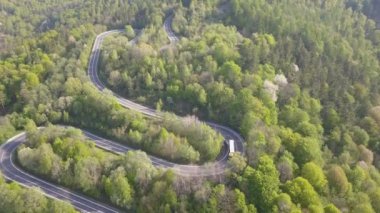 Bahar manzarasında kıvrımlı bir yol.