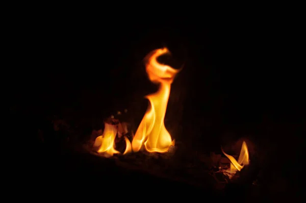 Open fire burning and glowing charcoal — Stock Photo, Image