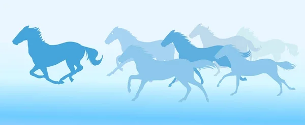 Runing Horses Silhoutte Vector — Stock Vector