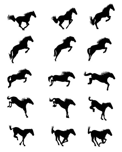 Horse Jumping Cycle Animation Silhouette Vector — Stock Vector