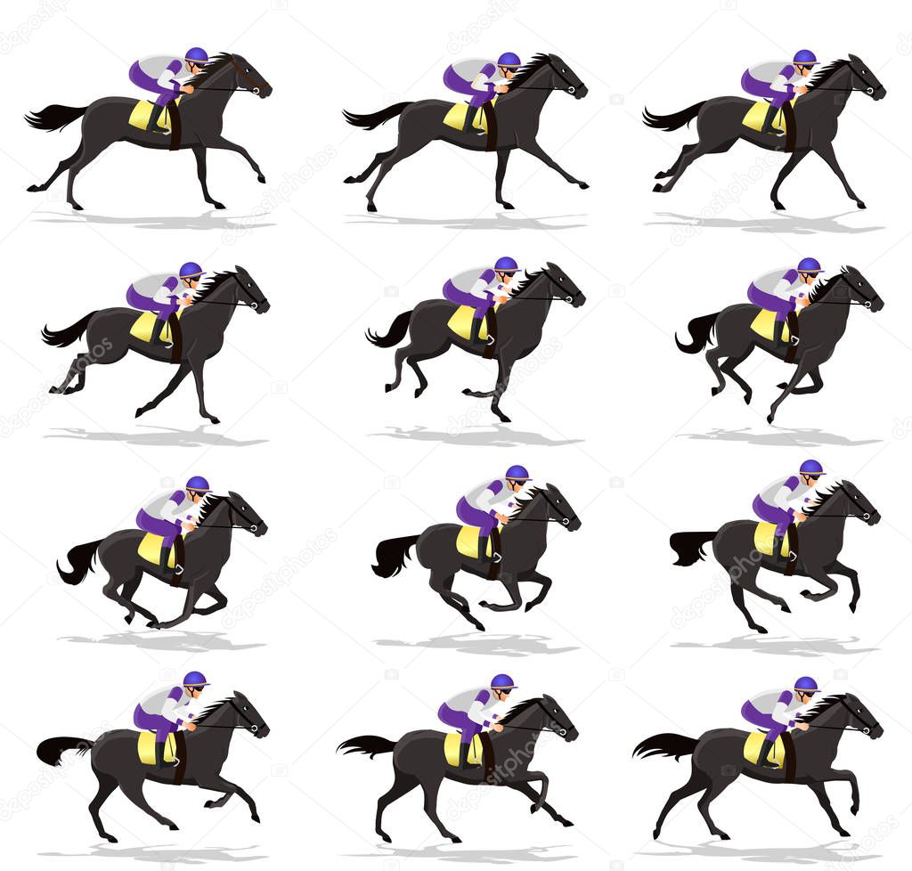 Horse Run cycle , loop animation sprite sheet vector
