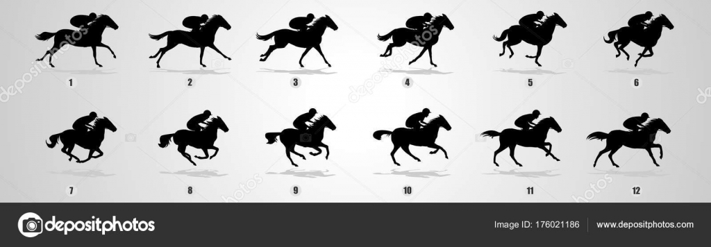 Cavalo Pulando Ciclo Animação Silhueta Vetor imagem vetorial de