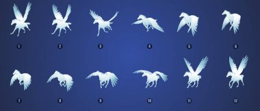 Pegasus at uçan döngüsü, animasyon Sprite levhalar, koşmak döngüsü, döngü animasyon