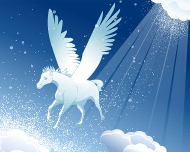 Pegasus siluet, uçan at