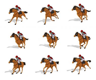 Horse Run Cycle, Animation Sprite sheets, jokey, Run cycle, Loop animation clipart
