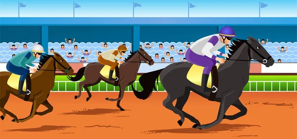 Horse Racecourse Rider Jockey Sports Winning Success — Stock Vector