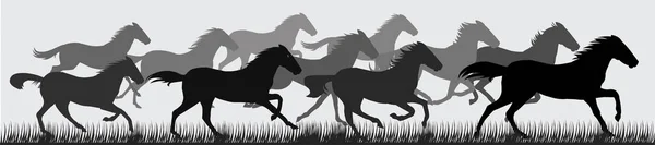 Бегущие Лошади Бегущие Лошади Снежное Поле — стоковый вектор