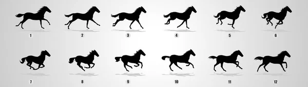 Horse Run Cycle Animation Sprite Sheets Jokey Run Cycle Loop — Stock Vector