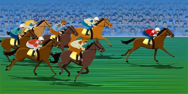 Paard Racecourse Horse Race Racing Ruiter Jockey — Stockvector