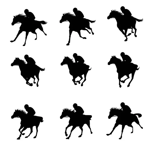 Cycle Course Chevaux Animation Feuilles Sprite Jokey Cycle Course Animation — Image vectorielle