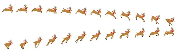 Correr Venado Navidad Saltar Animación Sprite Hoja Silueta Renos — Archivo Imágenes Vectoriales