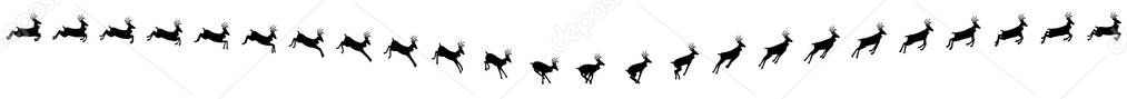 Christmas Deer Running And jumping Animation Sprite Sheet, Silhouette, Reindeer