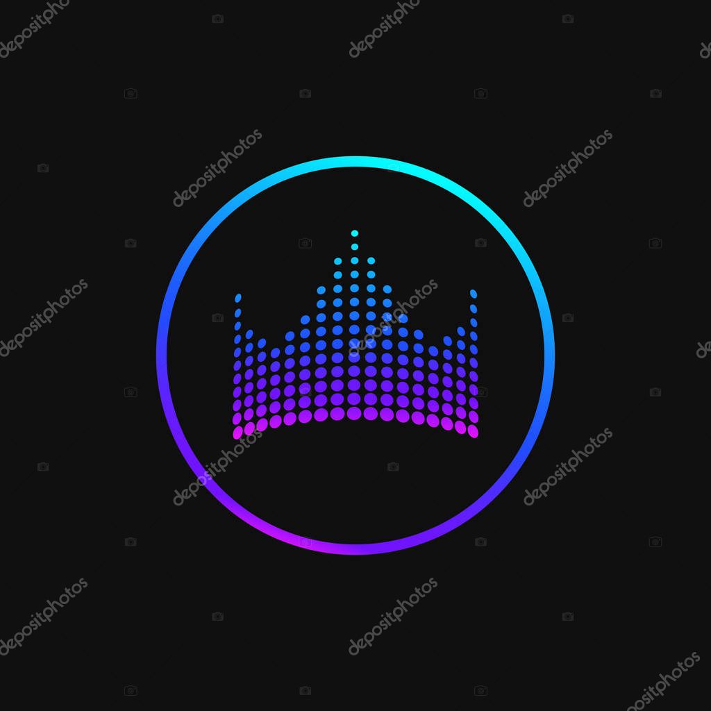 Logo of pixel crown in circle. Isolated attribute of king ...