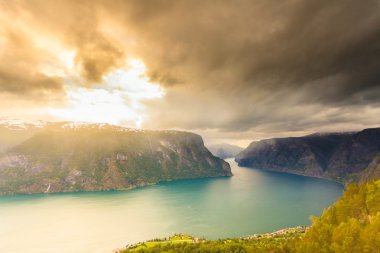 Aurland fiyort Stegastein görünümü noktasından, Norveç