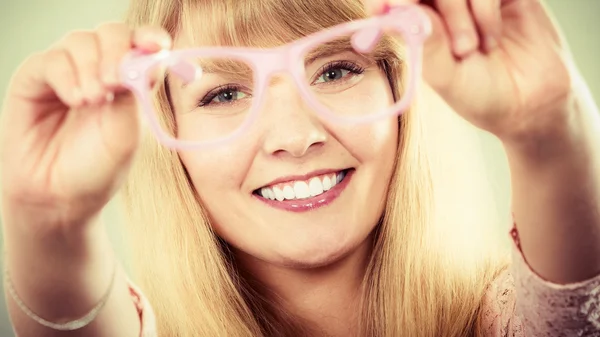 Happy young woman girl with glasses. Stock Image