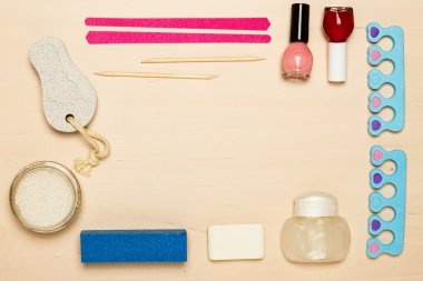 Pedikür aksesuarları araçları Üstten Görünüm