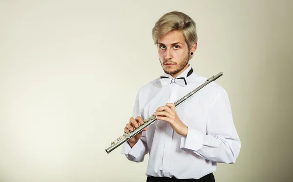 Flute music playing flutist musician performer — Stock Photo, Image