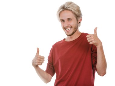 Başparmak pes içerik genç adam