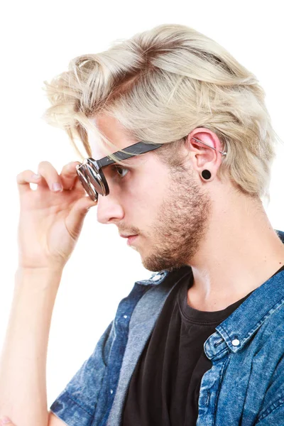 Hipster artistic man with sunglasses, profile portrait — Stock Photo, Image