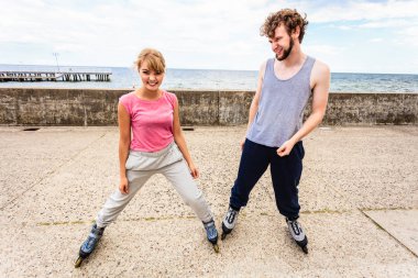 Deniz yolculuğu paten iki kişi egzersiz.