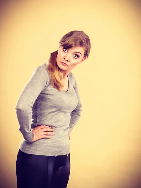 Angry blonde woman portrait. — Stock Photo, Image