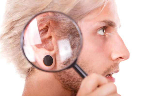 Teen boy with piercing and fashionable hairstyle — Stock Photo, Image