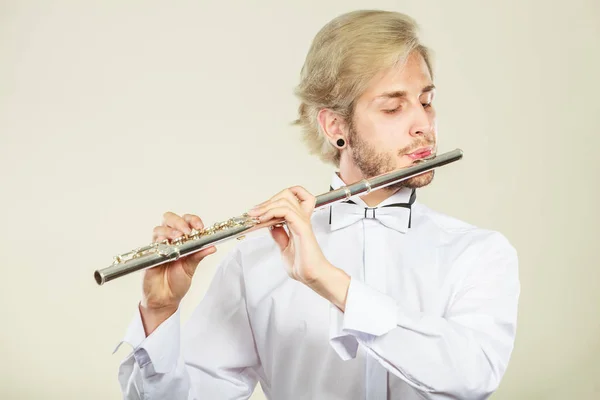 Flute music playing flutist musician performer — Stock Photo, Image