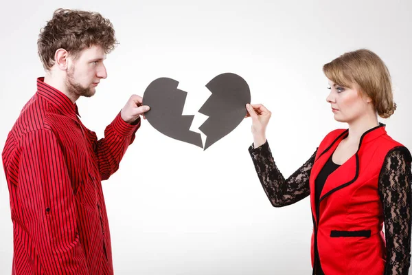 Couple with broken heart breaking up. — Stock Photo, Image