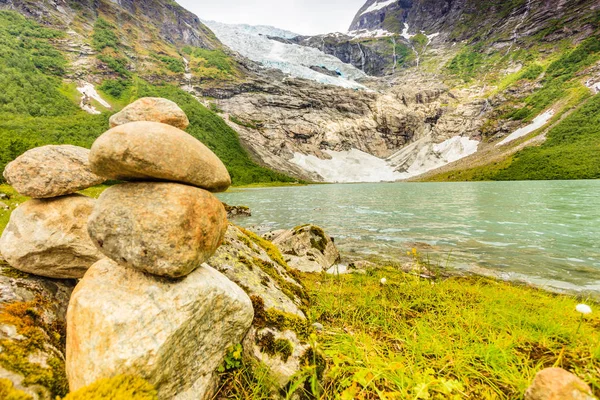 Boyabreen Glacier and lake in Norway — Stock Photo, Image