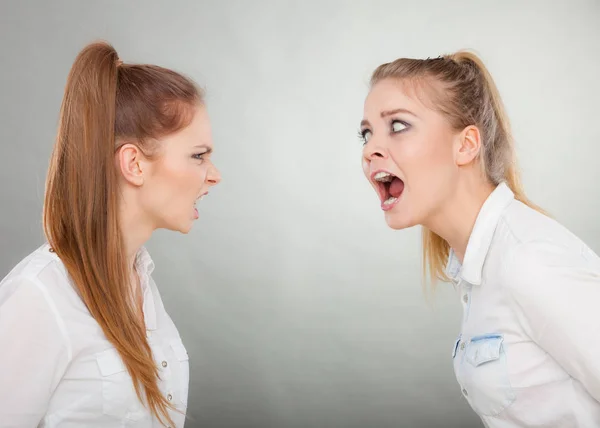 Arrabbiato furia ragazze urlando a vicenda — Foto Stock