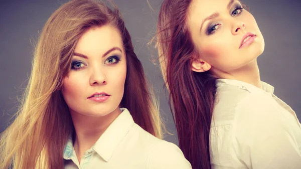 Two beautiful photomodels portrait. — Stock Photo, Image