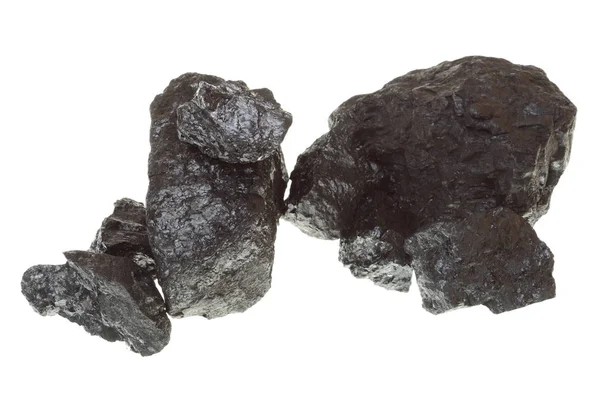 Kusy uhlí, izolované na bílém pozadí — Stock fotografie