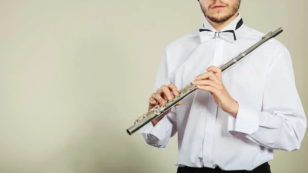 Flute music playing flutist musician performer — Stock Photo, Image