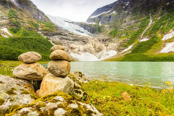 Boyabreen Glacier and lake in Norway — Stock Photo, Image