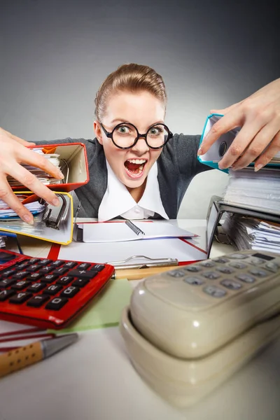 Scary office lady in her kingdom. — Stock Photo, Image
