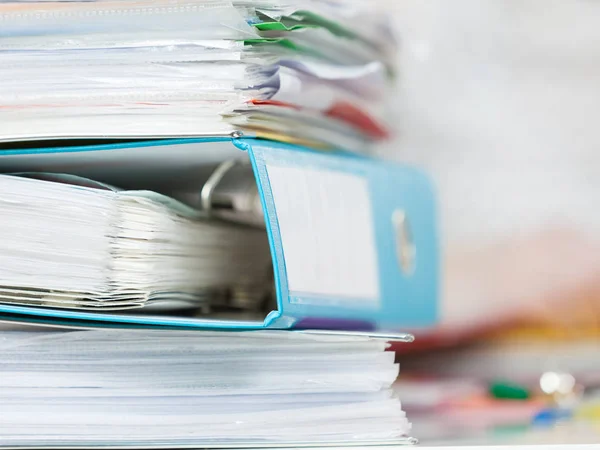Stack of many binders with documents — Stock Photo, Image