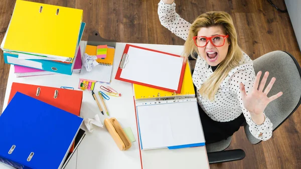 Angry mad bossy businesswoman being furious