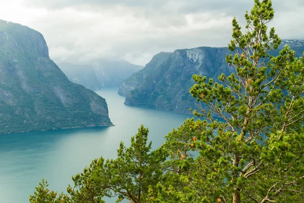 Aurland fjord vanuit Stegastein oogpunt, Noorwegen — Stockfoto
