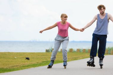 paten patenci çift açık buz pateni