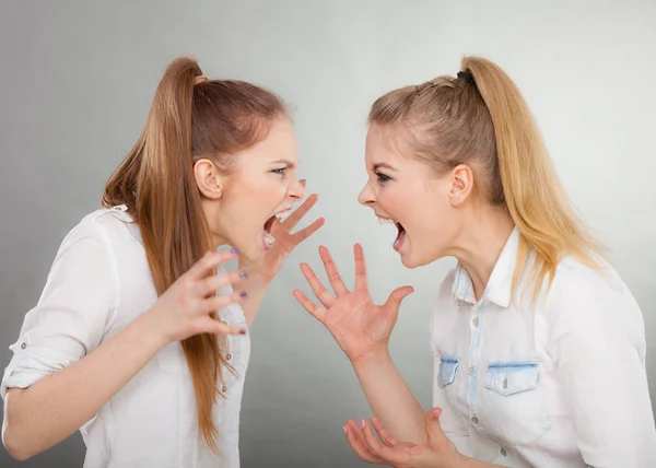 Κορίτσια θυμωμένος μανία φωνάζοντας σε κάθε άλλη — Φωτογραφία Αρχείου