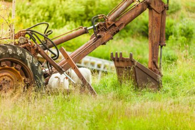 Pas ile kaplı eski Tarım makineleri