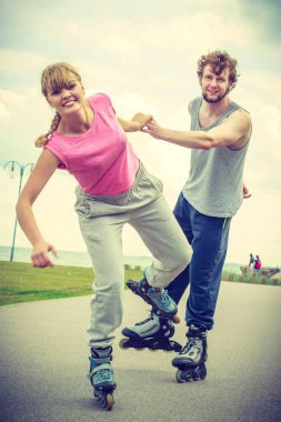 paten patenci çift açık buz pateni